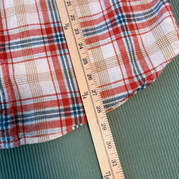 Lucky Brand Plaid Western Snap Shirt Men's XXL Short Sleeve Cotton Linen Blend - Picture 10 of 12